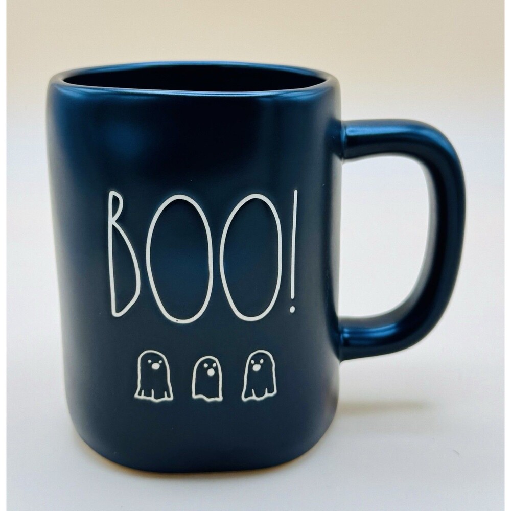 Rae Dunn BOO Mug with Ghosts – Black Halloween Edition 16oz Coffee/Tea Mug